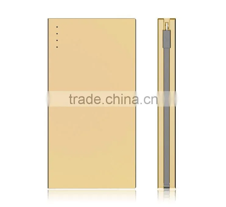 Trusda Portable High capacity 10000mAh power bank Built in USB Cables Li-Polymer Battery Charger for Samsung galaxy s6