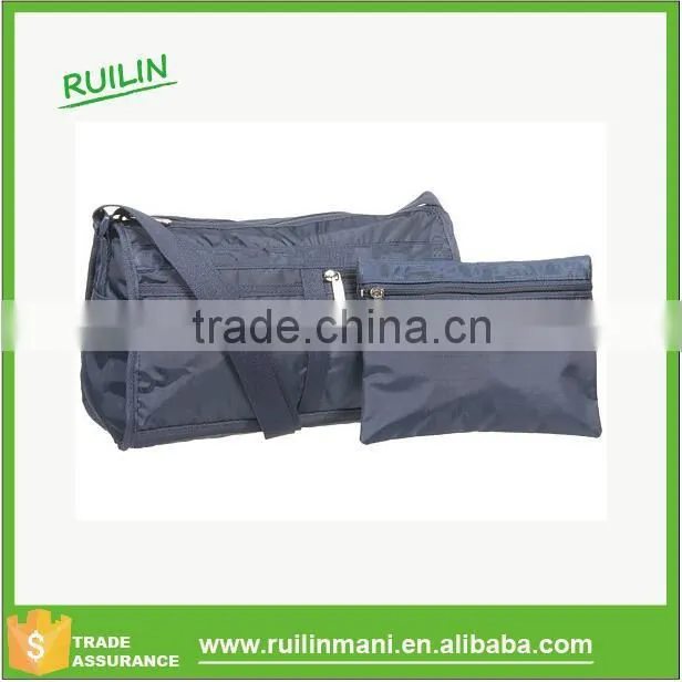 Polyester with canvas trim Shoulder Satchel wholesale bags matching accessory make-up bag