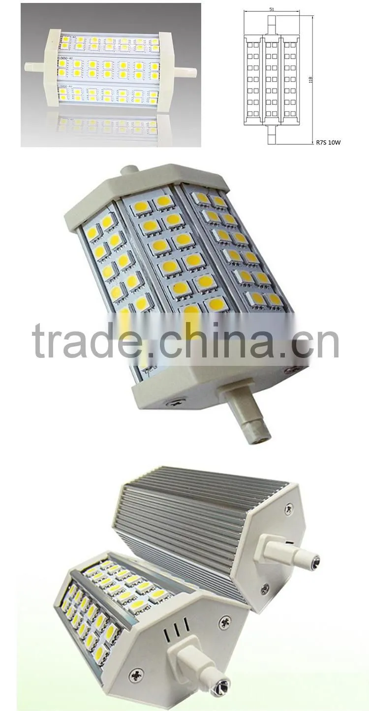 China LED bulb R7S LED ceramic flood light 118mm 5050 SMD 10W linear dimmable replace J118 halogen Lamp