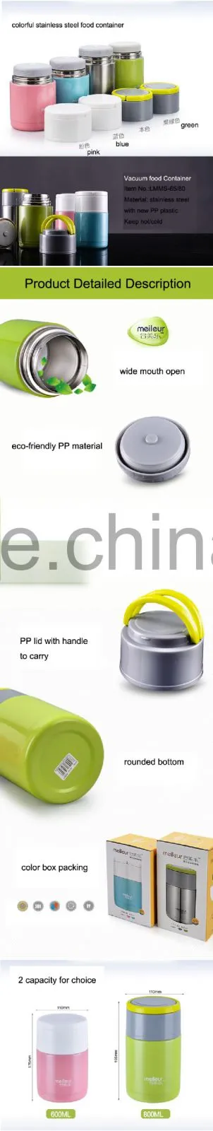 LFGB FDA double wall stainless steel vacuum food thermos, thermos lunch box