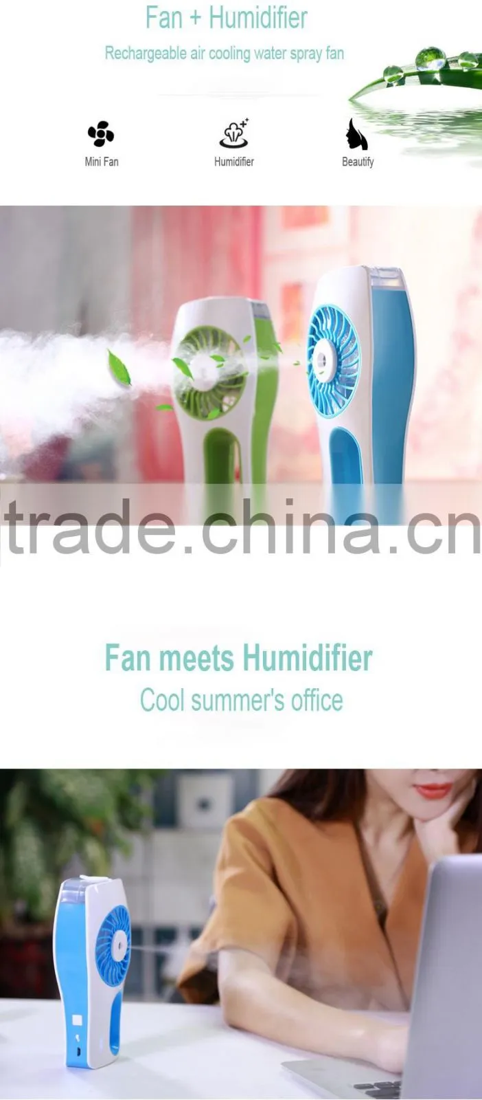Hot selling Electric Handheld summer mini fan humidifier usb fan for phone