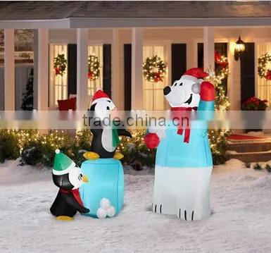 Christmas Decoration Inflatable White Bear with Led Light