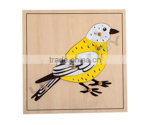 Montessori wooden educational toy of bird puzzle
