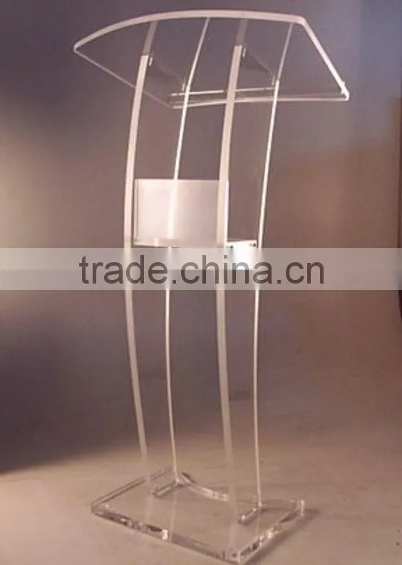 Curved Sleek Clear Lucite Podium / Speaker Stand