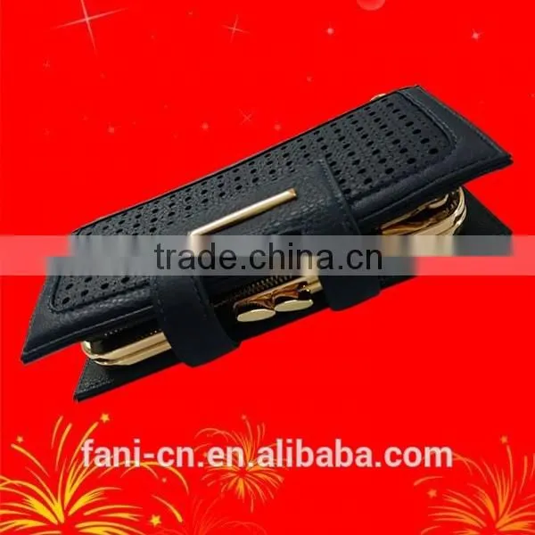 Newest arrival PU leather wallet with elastic strap and hinge design for woman