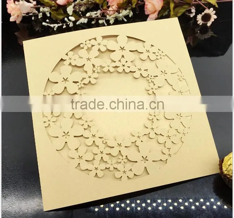 2016 hot sale Quality Free Design Custom Laser Cut inexpensive Wedding Invitation Card