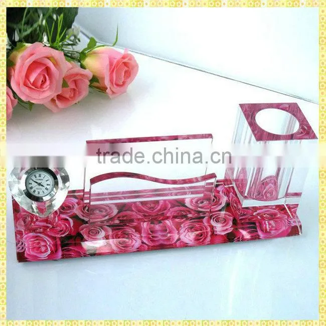 Exquisite Clear Crystal Office Desktop Set With Horse Head Figurines