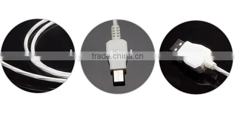 new technology usb charging cable dual color flash light LED usb otg cable for ipad mini