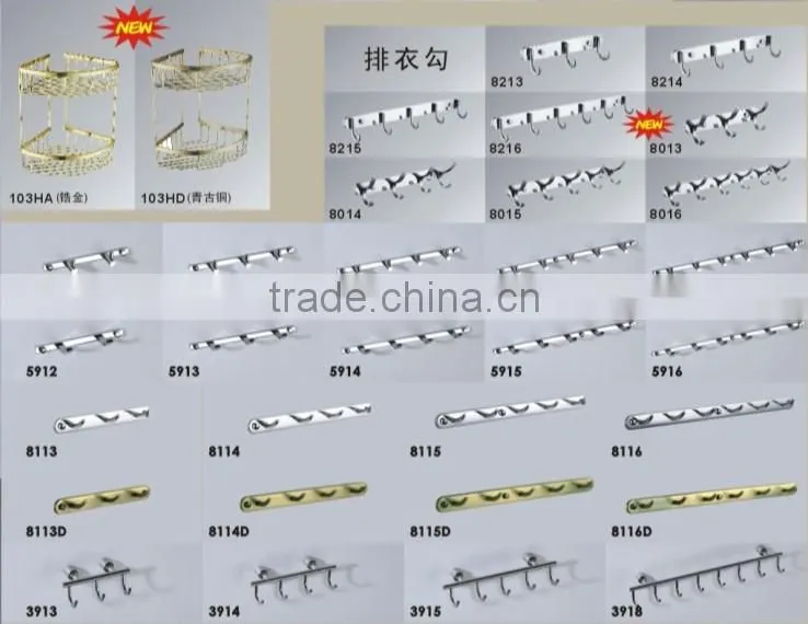 small hooks brass,wall mounte bathroom robe hooks