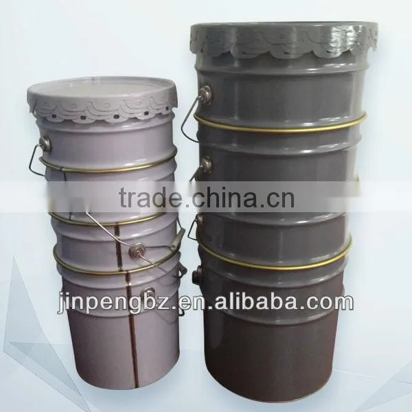 printed painting round metal tin pail with lid