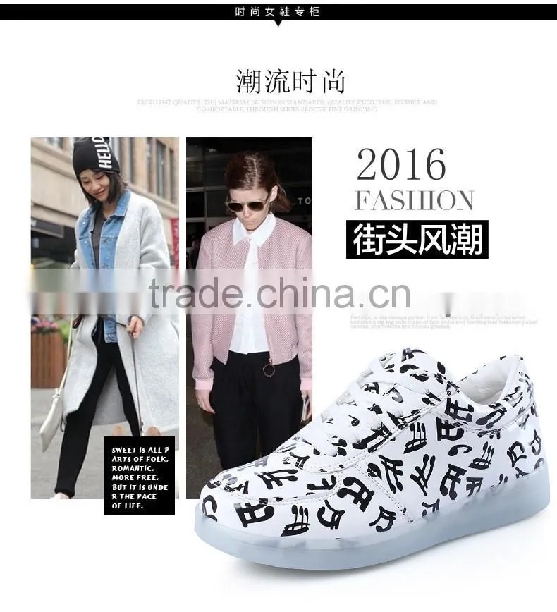 new unise luminous shoes men & womenNewest design unisex USB charging wing pattern luminous LED shoes for adult