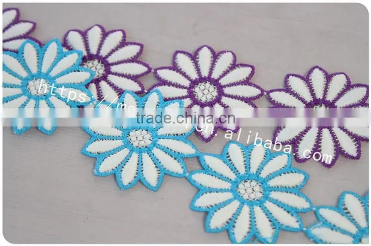New arrival 5cm width polyester embroidery lace flower for dress