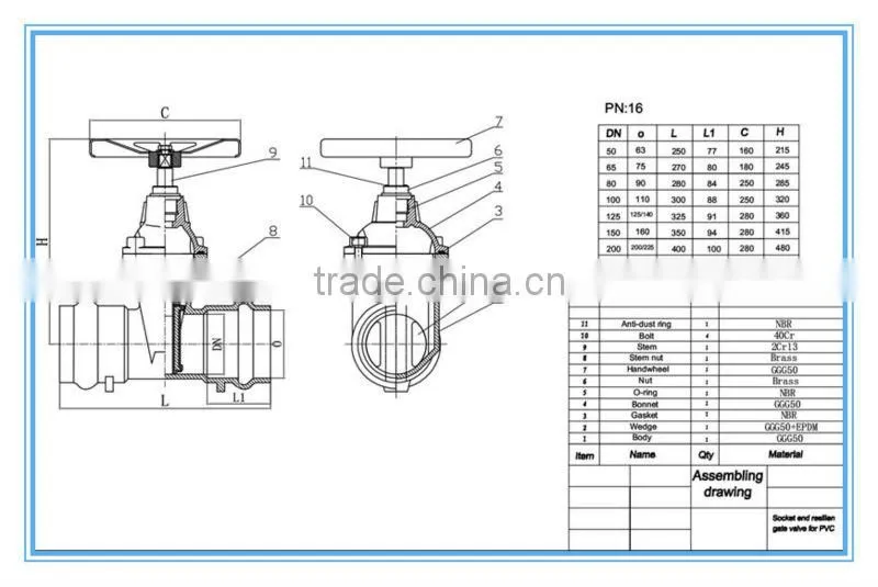 6 inch cast iron resilient seated different type of gate valve