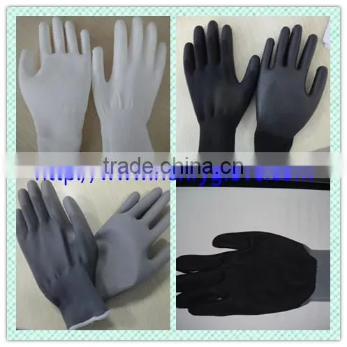 white and black polyurethene dipped work gloves