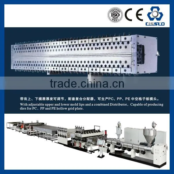 PC HOLLOW WAVING ROOF SHEET MAKING MACHINERY, POLYCARBONATE ROOF SHEET EXTRUDER LINE
