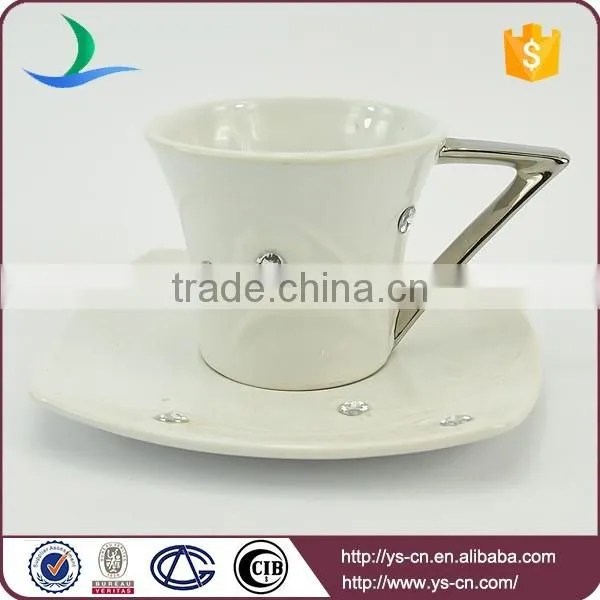 Silver plated ceramic coffee set with diamond