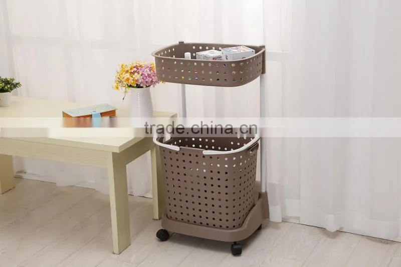 Plastic Household laundry basket clothing barrels Laundry Basket Sorter Care Rolling Cart