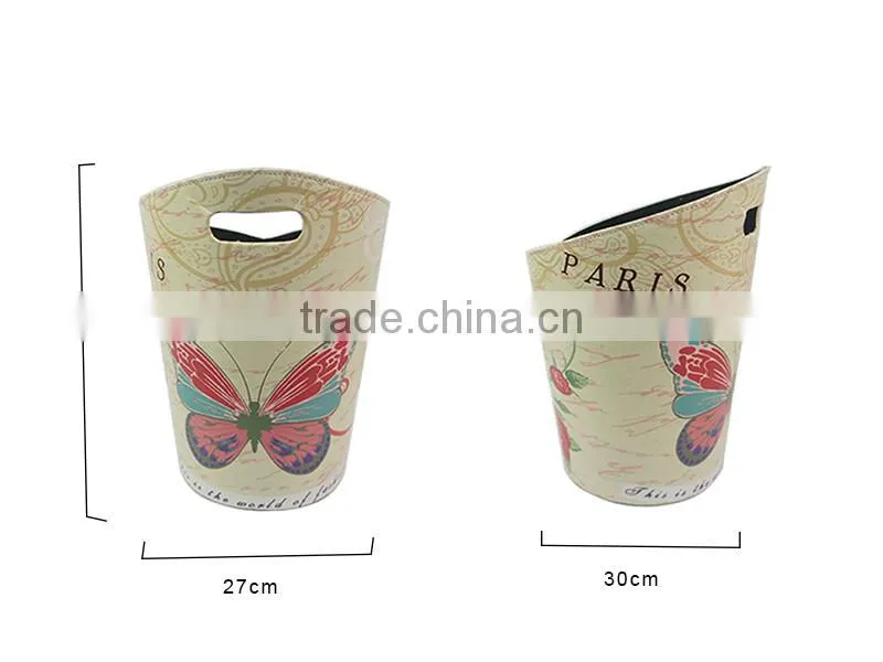 Eiffel Tower Printed Faux Leather trash can