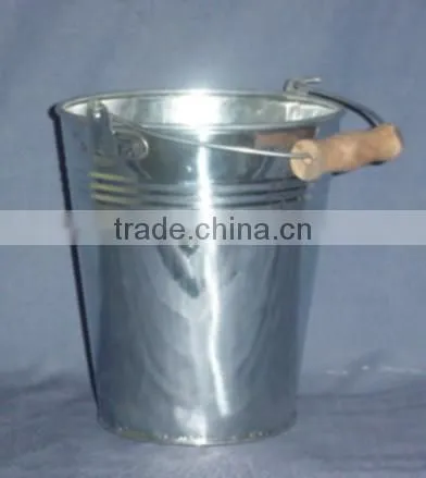 Galvanised Iron Bucket with wooden Handle knob type