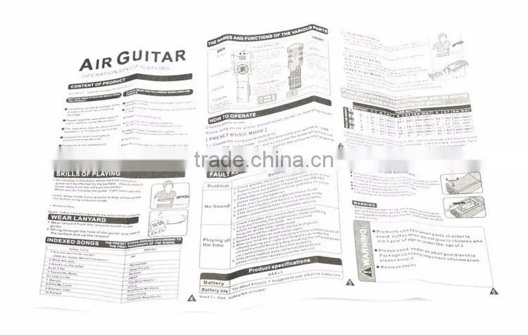 Cool Infrared Ray Air Guitar, Creative Video Toy, Early Education Musical Instrument For Childs or Adults