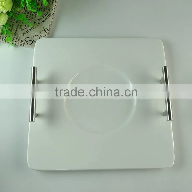 Cheap square white pocelain cake plate stock for hotel restaurant