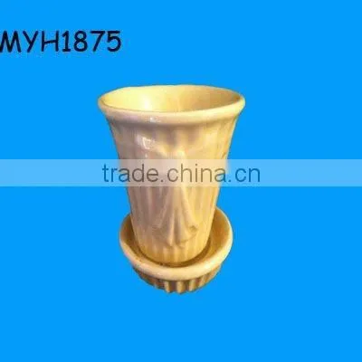 2012 new fashion vintage flower pot with tray saucer