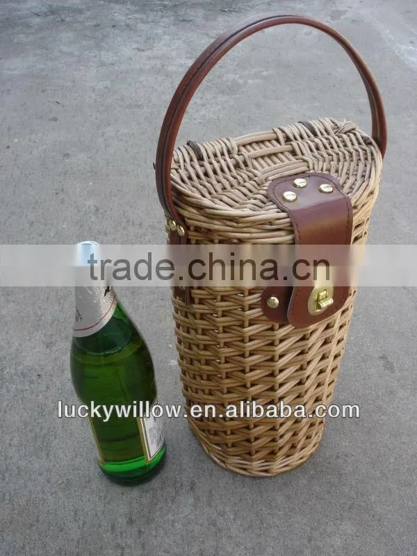 portable antique wicker wash wine bottle insulated carrying basket with handle