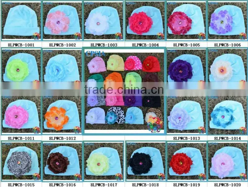 baby winter hat Toddler Cotton knit beanie with peony flower