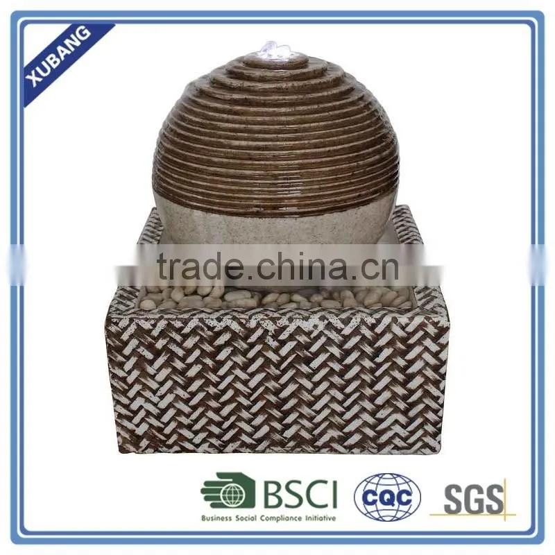 sandstone sphere water feature with LED light statue garden fountain