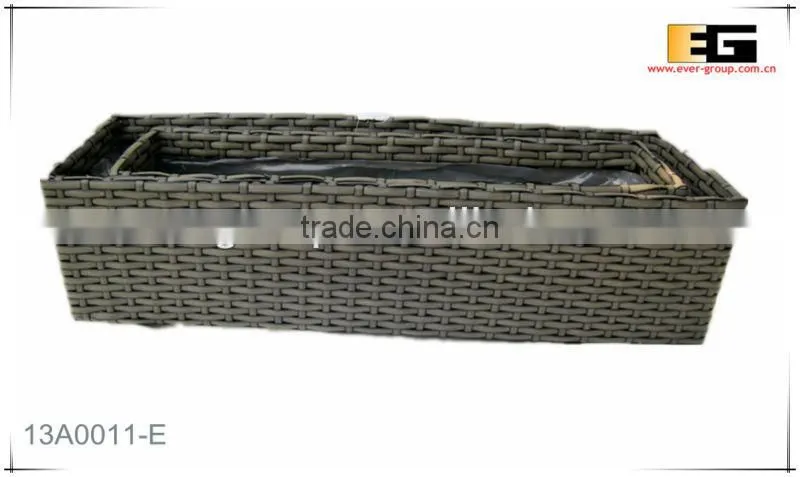 Rect. shape PE rattan with liner plastic pot