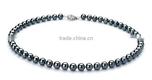 AA 6-7mm black Japanese Akoya pearl necklace