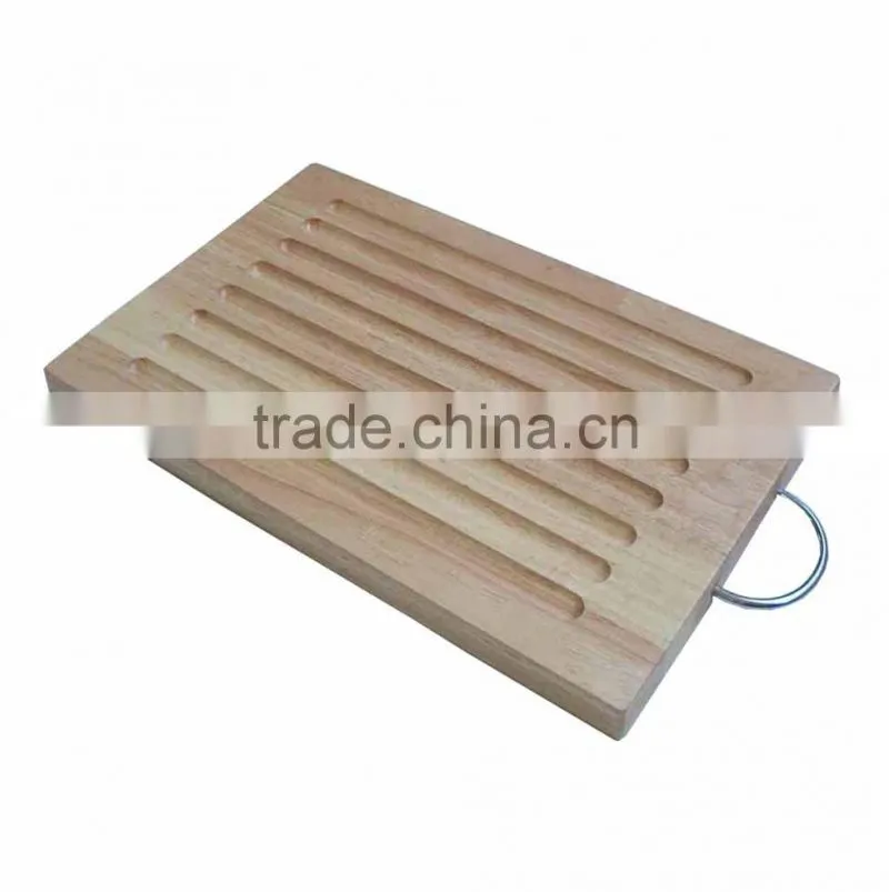 Food Safety Kitchen Tool Rubber Wood Cutting Board With Hook