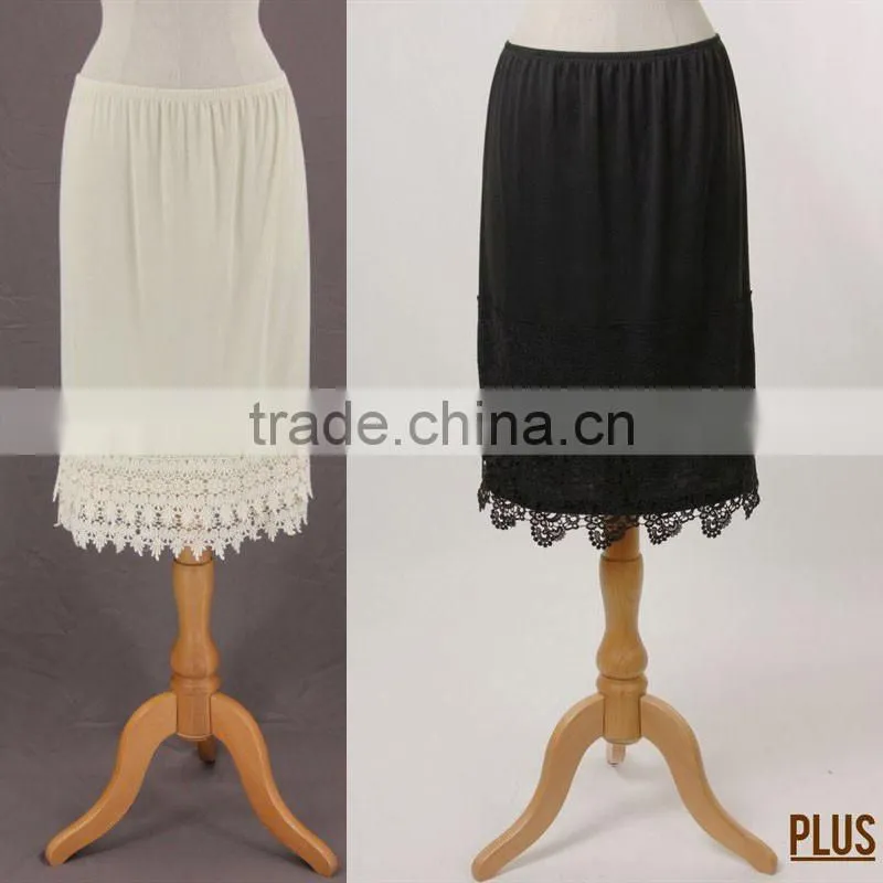 Cotton / Satin Fancy Long Skirts Wholesale Plus Size Plain Lace Slip Extenders