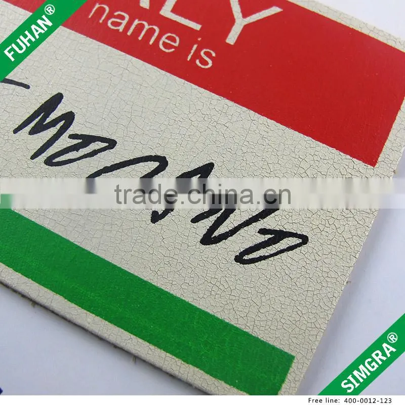 Supply newest fashionable design leather label with crystal