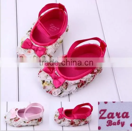 2014 new baby product girls lace flower cotton infant baby shoe newborn lace baby shoes for girls