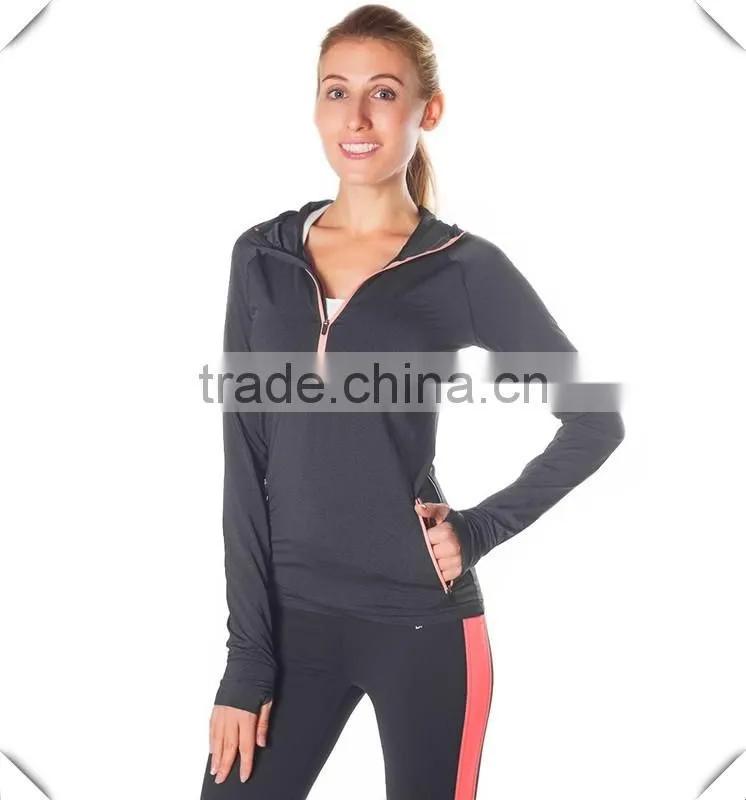 Womens Spring Long Sleeve Half-Zip Active Hoodie Shirt Cool Dry Fit Performance Running Top 1/2 Zipper Workout Hoodie