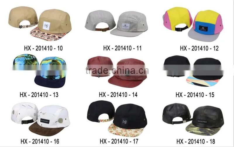 Plain design your own 5 panel hat cap leather patch 5 panel hat wholesale