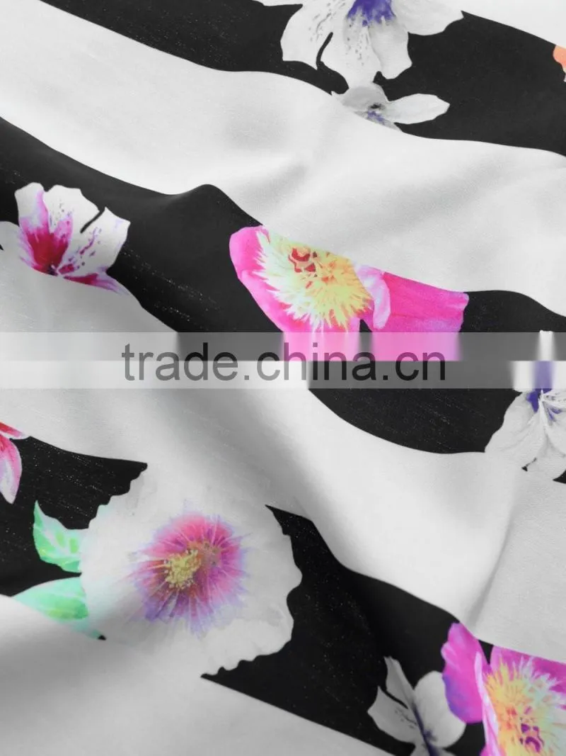 Women's Knitted Woven Combined Stripe Printing Short Sleeve Loose T Shirt Wholesale