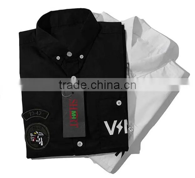 custom logo embroidery button down collar short sleeve men's casual shirt