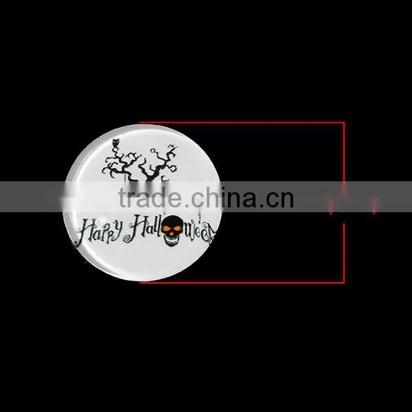 Glass Dome Seals Cabochons Round Flatback Black & White Halloween Grave Pumpkin Tree " Happy Halloween " Transparent 20mm Dia