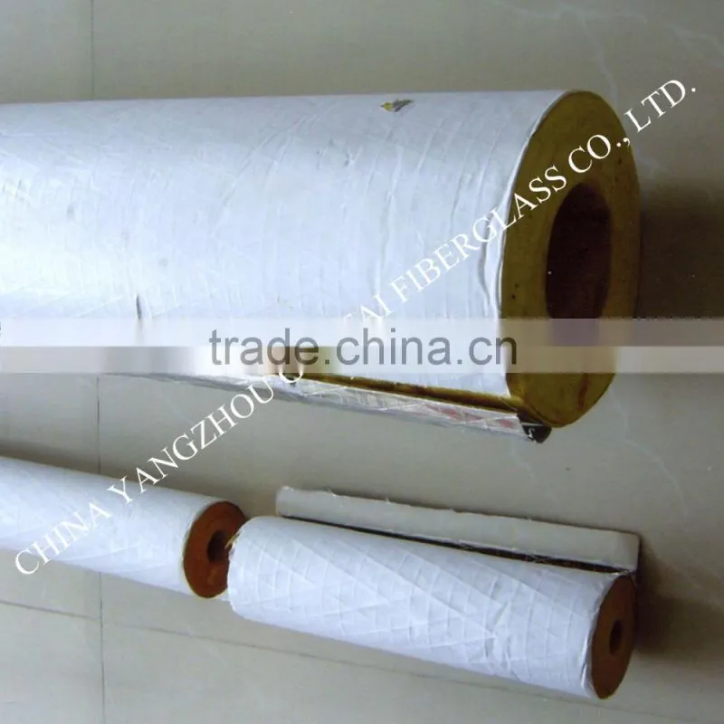 customized heat retaining use fiberglass wool pipe coated alu.foil with white paper outer