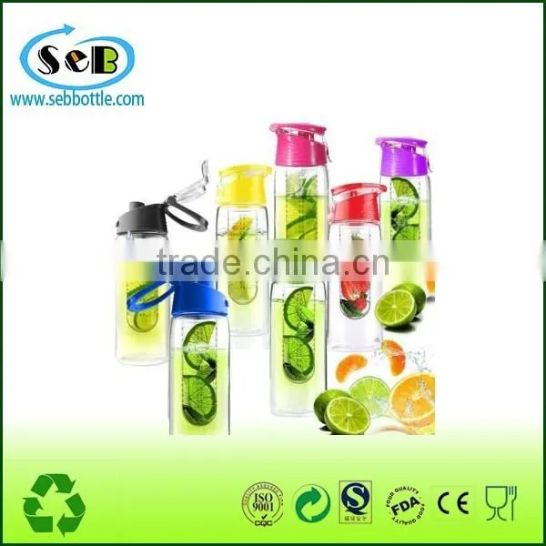 2016 new Custom logo plastic tritan sport fruit infuser water bottle with infuser