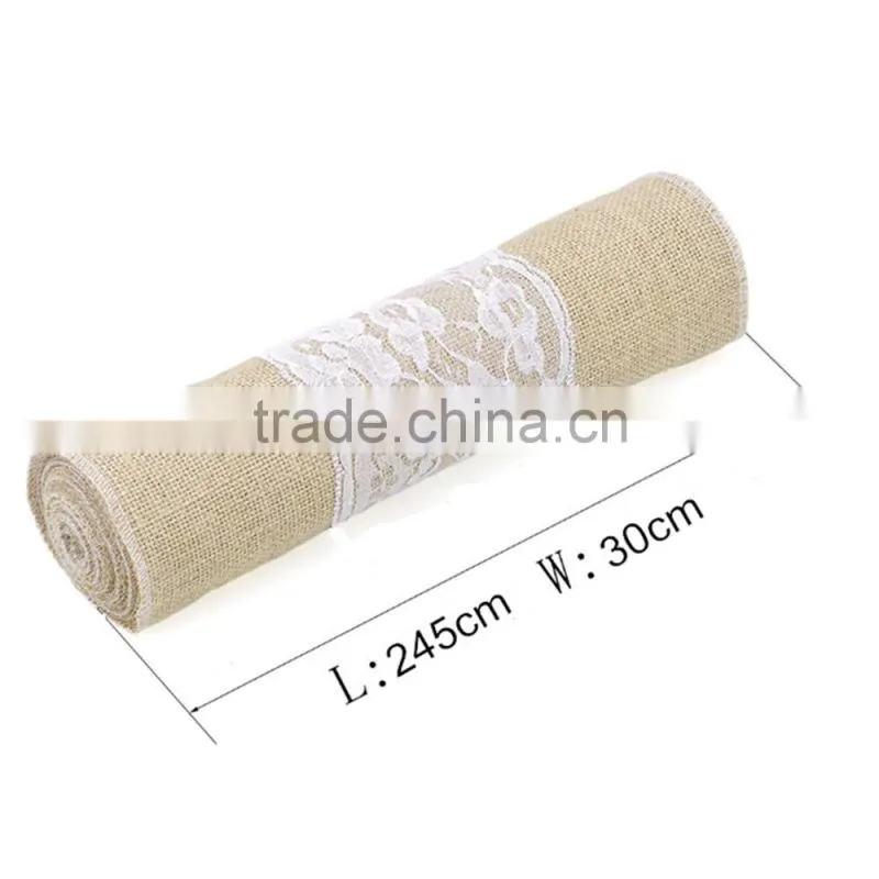elegant design linnen table runner with lace
