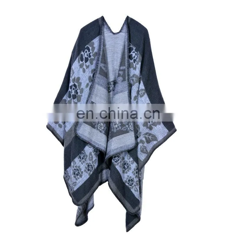 Europe And Winter Thickening Warm Shawl Cloak Coat Ladies Scarf