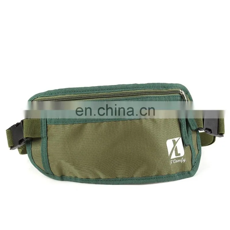 Printed Dark Green Travel Nylon Rfid Money Bag Women Waist Wallet