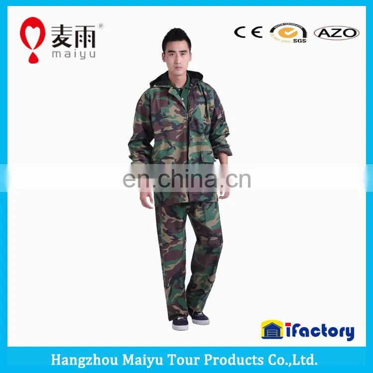 maiyu Army Camo PVC Raincoat Rainsuit Military Raincoat