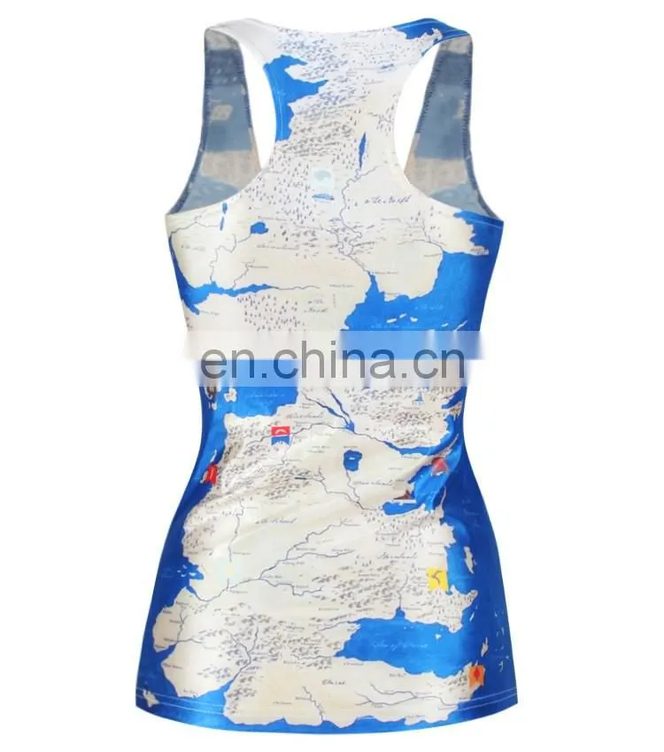 Loose custom crop 3d skull printing 1005 polyester tank top
