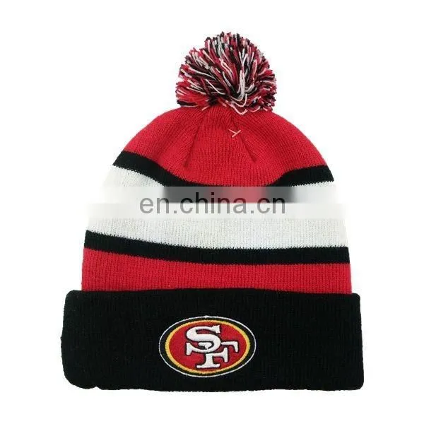 Wholesale acrylic knitted custom pom pom hat