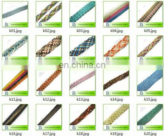 Hot wholesale sandal glitter braided strap for shoe accessories