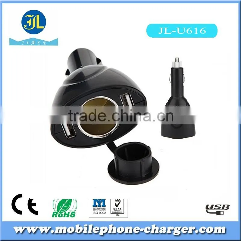 2016 new design hot sale Stainless Steel Universal Micro USB Car Auto Charger Rapid Charging Rate 2A Dual USB Car Charger